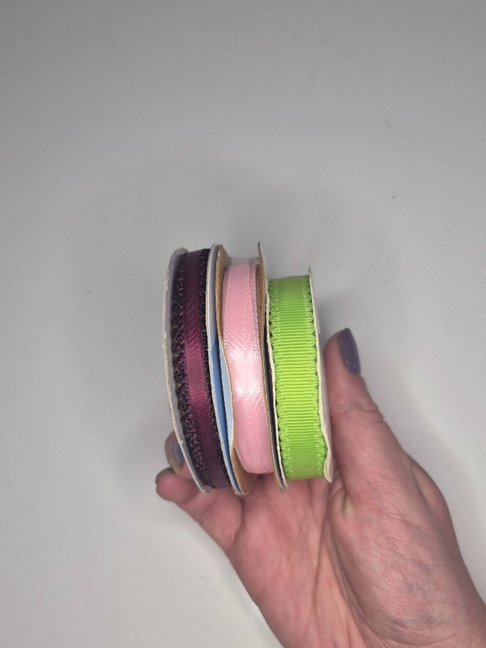 Mixed Lot Of 3 Crafting Ribbon Different Widths All Multi Color Ribbon Spools
